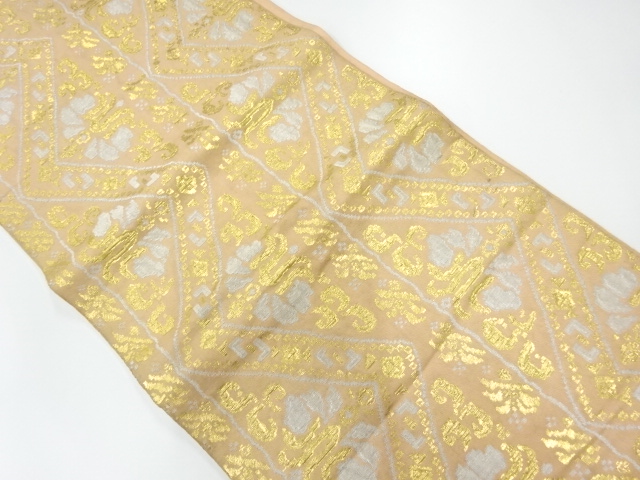 JAPANESE KIMONO / ANTIQUE FUKURO OBI / SILK / WOVEN FLORAL SARASA